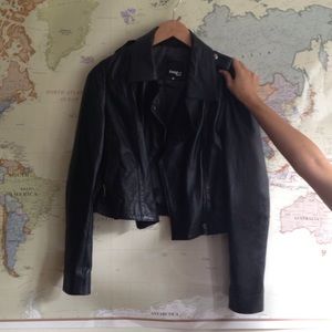 Barney's Cropped Leather Moto Jacket