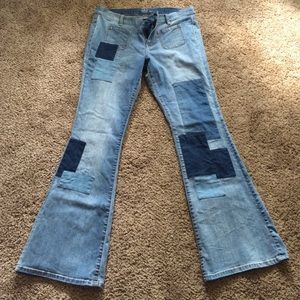 New York & Company Flare Patchwork Jeans size 14
