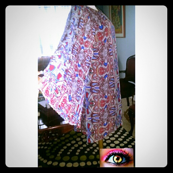 Paisley Print  Pleated Batwing Sleeve Shift Dress