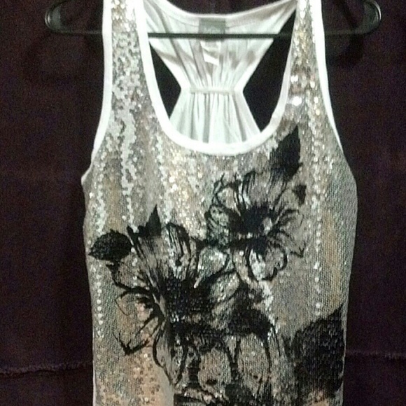 Sequined Black and Silver Vanity Top - Picture 1 of 3