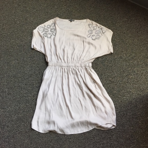 Dress with rhinestone detailing on shoulders