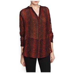 Mango Burgundy Snake Skin Printed Blouse