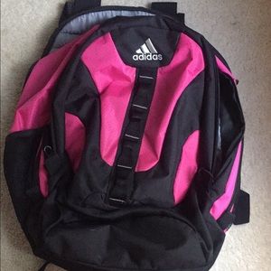 Pink and black Adidas soccer backpack