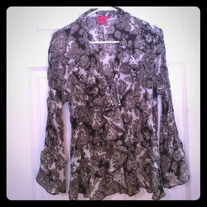 Brown and white blouse