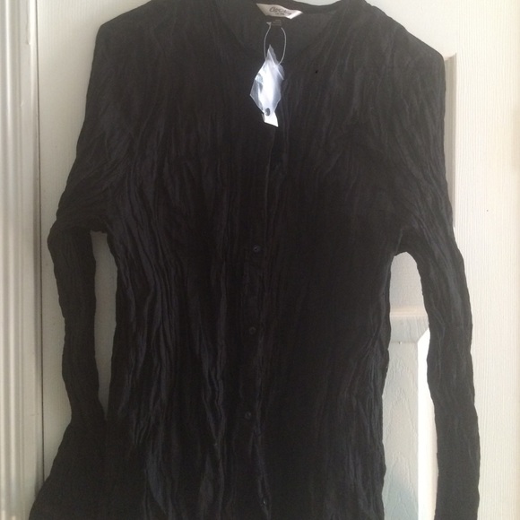 Black shimmery button up