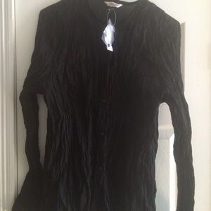 Black shimmery button up