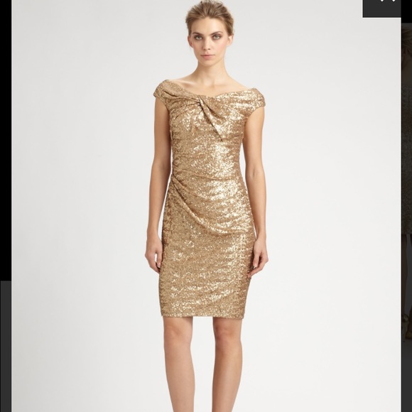 David Meister Gold Sequin Dress--NWT