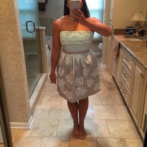 BCBG light blue white and grey dress