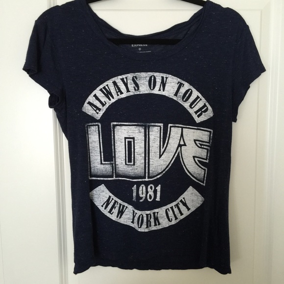 Express Navy Heather Graphic Tee