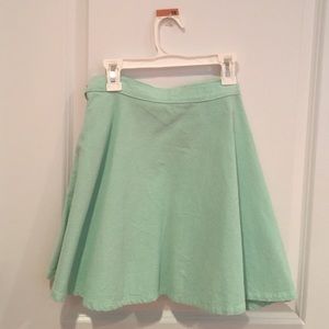 american apparel mint green corduroy skater skirt