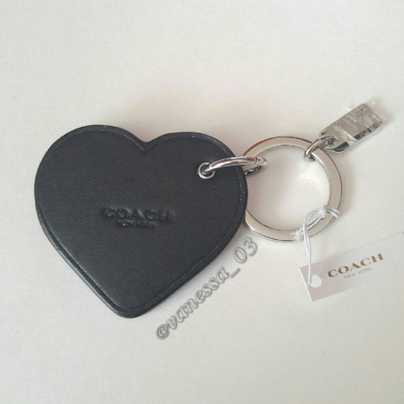 Coach Black Glitter Heart Charm Key Fob - Picture 2 of 2