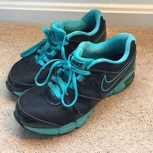 Blue and black nike's