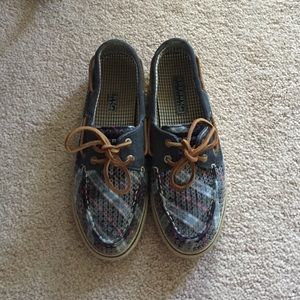 sequined plaid sperry shoes