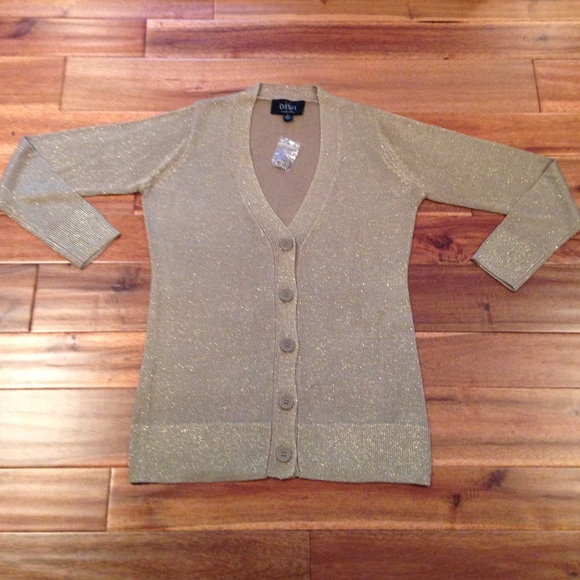 K Dash by Kardashian Sweaters - Sparkly gold cardigan with long sleeves