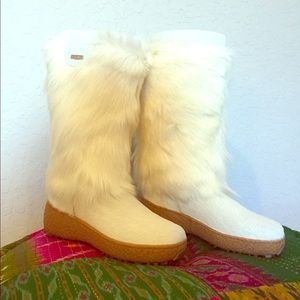 OSCAR Norma Apres Goatskin Goat Fur white boots