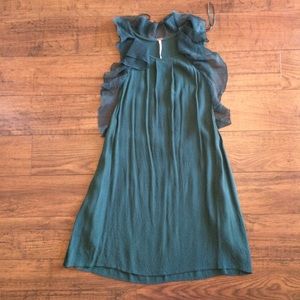 Free People sz 8 teal ruffled tunic