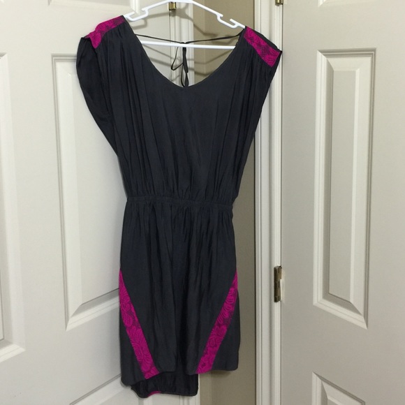 Express silk fuschia and gray dress - NWOT