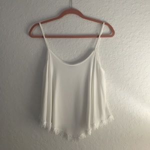 Spaghetti strap top with lace trim