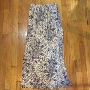 Cynthia Rowley Long Skirt-Blue & White Tribal