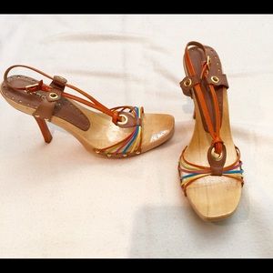 Bcbg multi colored sandal heels