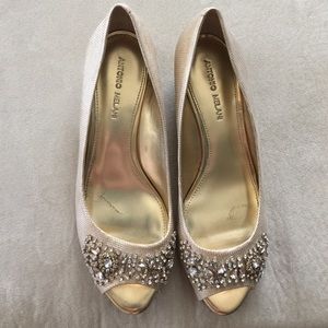 Gold Antonio Melani wedge sandals