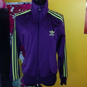Lime green/purple Adiddas tracksuit jacket