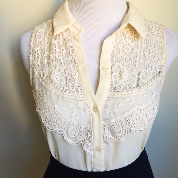 Chloe K Tops - Host Pick Lace Button Up Chiffon Shirt