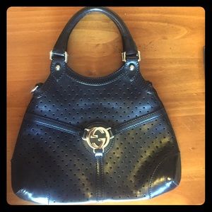 Authentic Black leather Gucci bag and wallet