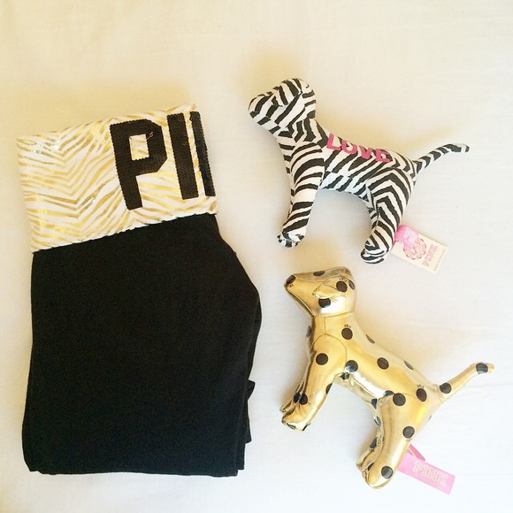 SOLD PINK Victoria's Secret Gold Zebra Yoga Pants