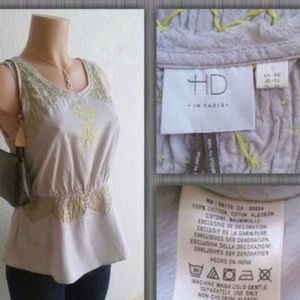 Anthropolgie peplum top in gray w lime accents!