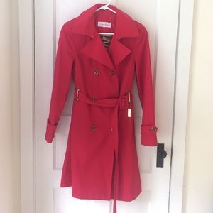 LIKE NEW! Calvin Klein Red Trenchcoat