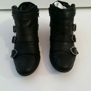 Black Buckle Ankle Booties