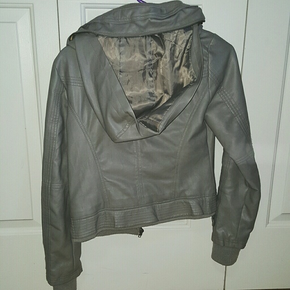 Grey Faux Leather Jacket - Picture 3 of 3
