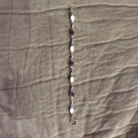 Sterling silver opal and onyx bracelet