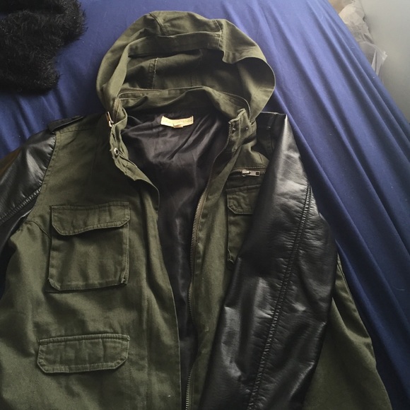 It's a green army jacket with Faux Leather sleeves
