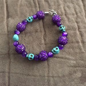 Handmade skull and bead bracelet