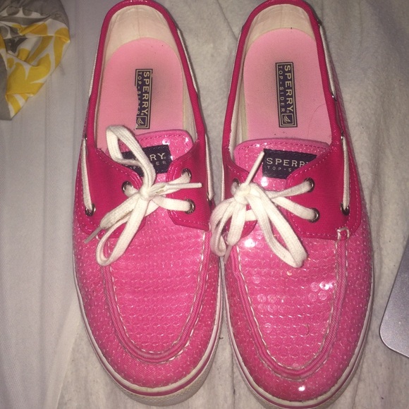 Pink sperrys worn twice