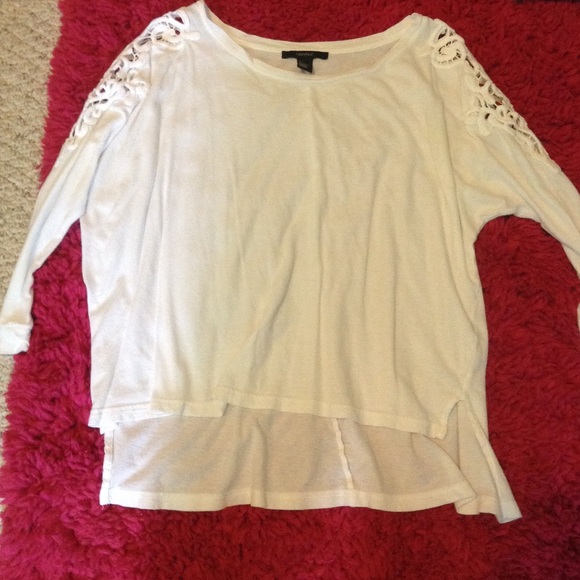 F21 White/lace shoulders top