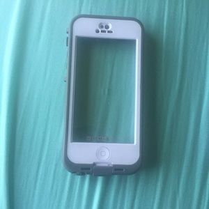 White and gray iPhone 5 life proof case
