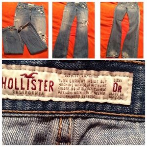 Distressed Hollister jeans. Size 0R. Bootcut.