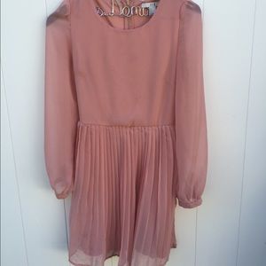 Blush long sleeve chiffon dress