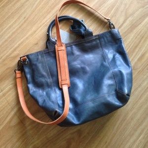 New Anthropologie Blue Leather Handbag