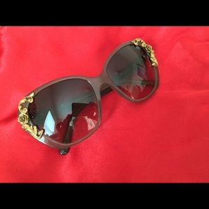 Dolce & Gabbana Taupe/Gold Floral Sunglasses