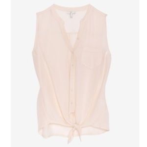 Joie Sleeveless Tie Hem Pocket Silk Blouse