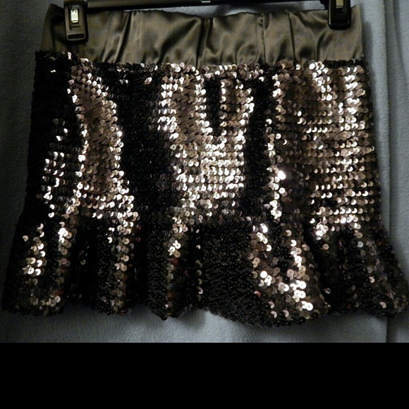 Gunmetal Sequin Mini Skirt