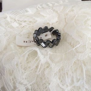 Coach Gunmetal Signature Tag Ring