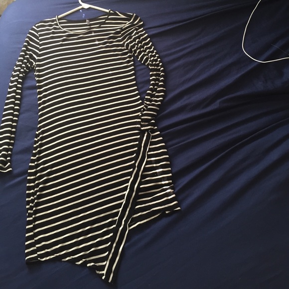 Asymmetrical Cut Striped Dress