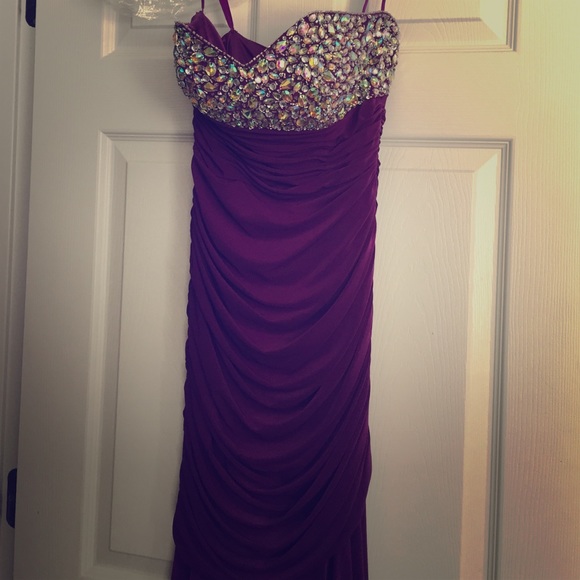 Purple Strapless Prom Dress