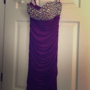 Purple Strapless Prom Dress