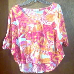 Pink and orange butterfly top